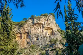 The Temple Tombs of Kaunos, near Dalyan, date back to the 4th century BC