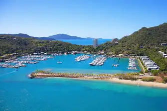 The marina at Hamilton Island in the Whitsundays is home to the fleet taking part in the eponymous race week