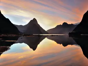 At the southern end of South Island is Te Anau (Fiordland National Park), home to some arresting landscapes, like Piopiotahi (Milford Sound), seen here