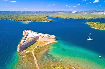 St Nicholas' Fortress, which guards the entrance channel to Šibenik, is listed as a UNESCO World Heritage Site as a Venetian work of defence built between the 15th and 17th centuries