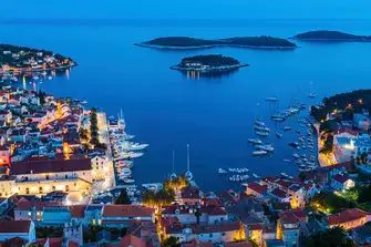 Hvar town with the Pakleni islands lying off