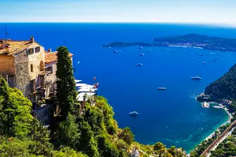 From its clifftop location Eze delivers spectacular views along the French Riviera, including St-Jean-Cap-Ferrat in this shot