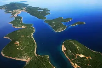 An aerial of Losinj showing the proliferation of islands and bays to explore