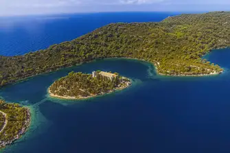 The Mljet National Park with the Benedictine Monastery on St Mary's Island