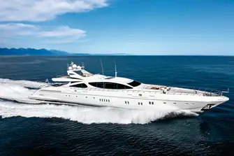 MISS MONEYPENNY V cruises at 27 knots and her top speed is 34 knots