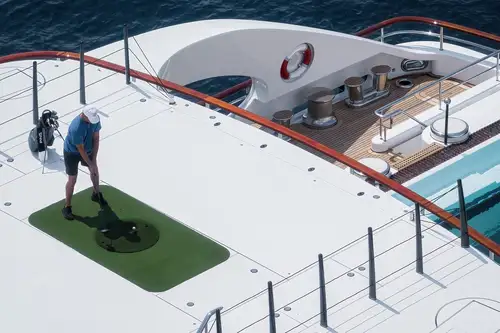 Upper deck aft golf practice