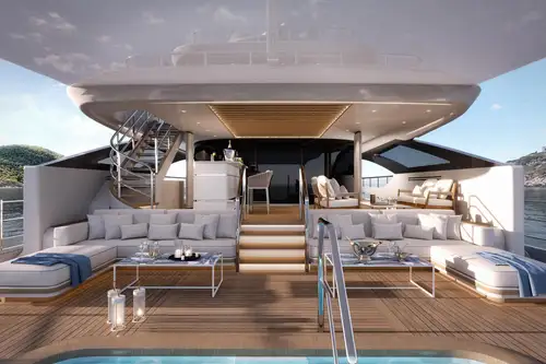 Main deck aft outdoor seating and bar area - rendering