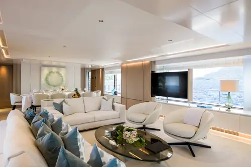 Main deck interior lounge and dining area